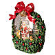 Ghirlanda agrifogli palla di neve Babbo Natale neve, luci e musica 20x10x20 cm s3