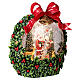 Ghirlanda agrifogli palla di neve Babbo Natale neve, luci e musica 20x10x20 cm s4