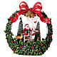 Ghirlanda agrifogli palla di neve Babbo Natale neve, luci e musica 20x10x20 cm s5