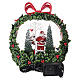 Ghirlanda agrifogli palla di neve Babbo Natale neve, luci e musica 20x10x20 cm s6