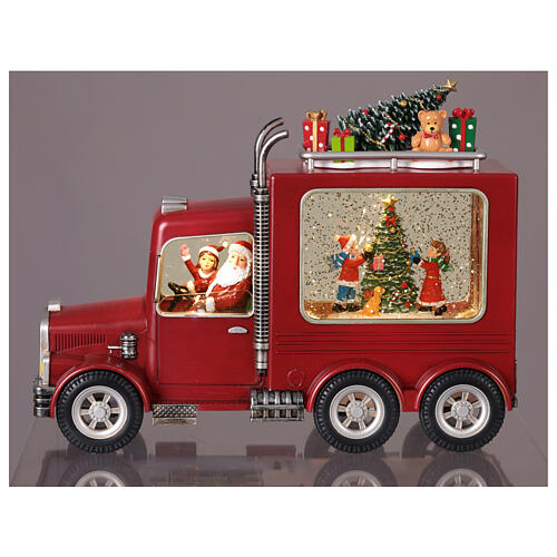 Schneekugel im Weihnachts-LKW mit Musik und Licht – 21,5 cm hoch 2