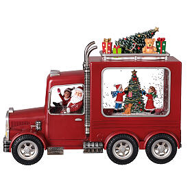 Santa Claus Driven Snow Globe Truck 30x10x20 cm