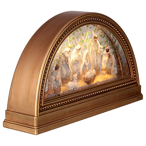 Leuchtbild, Geburt Christi mit Schnee-Effekt und Beleuchtung, 29,8 × 7,5 × 17,6 cm 4