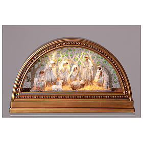 Cuadro Natividad con nieve y luces 30x7x15 cm