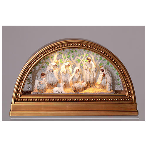 Cuadro Natividad con nieve y luces 30x7x15 cm 2