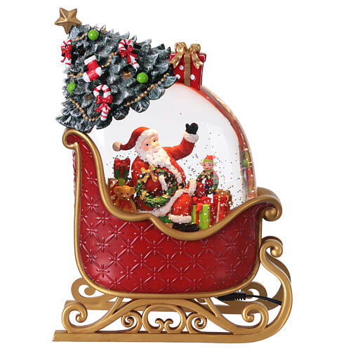 Christmas snow globe: Santa's sleigh, 7x3x10 in 1