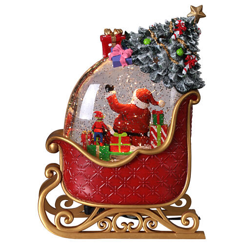 Christmas snow globe: Santa's sleigh, 7x3x10 in 6