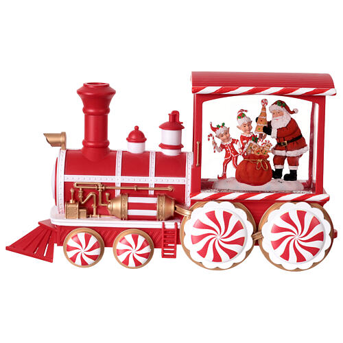 Locomotiva con neve caramelle musica e luci 30x10x15 cm 6