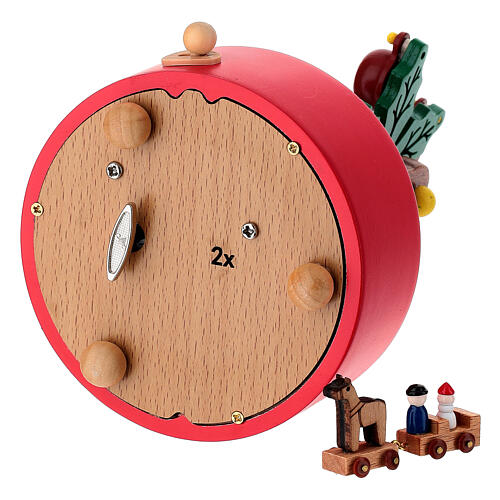 Wooden music box: ferris wheel with holly, 8 in 7