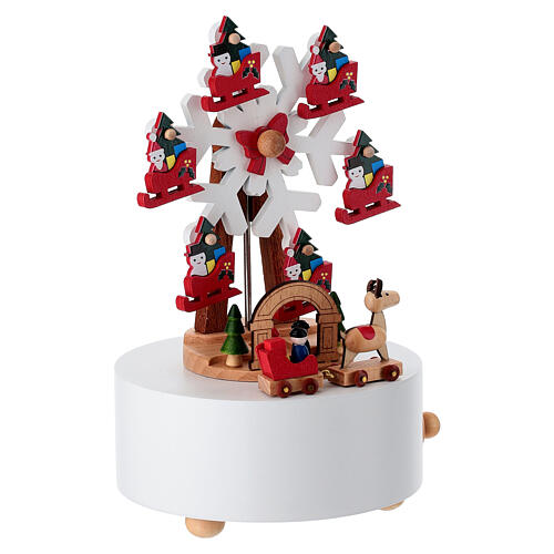 Carillon in legno ruota panoramica pupazzi di neve 20 cm 3