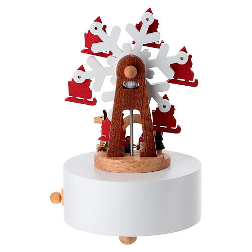 Caixa de música de madeira roda-gigante bonecos de neve 20 cm 6