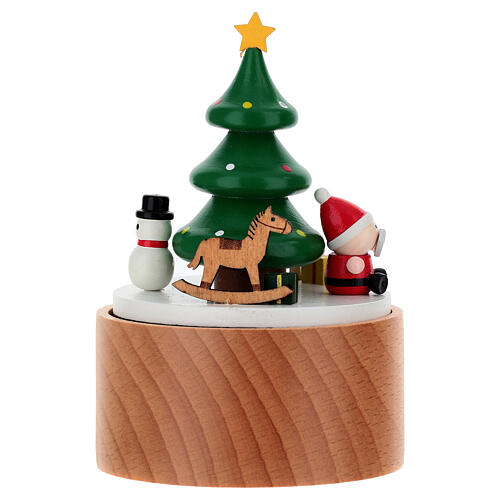 Carillon natalizio legno con albero e personaggi 10 cm 3