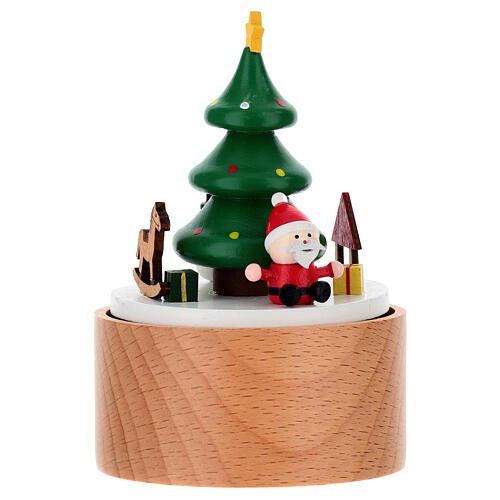 Carillon natalizio legno con albero e personaggi 10 cm 1
