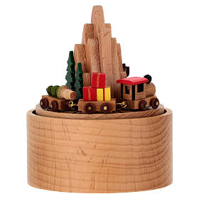 Christmas music box: mountain with train and deer, 4 in