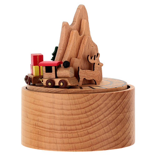 Carillon natalizio montagna con trenino e cervo 10 cm 1
