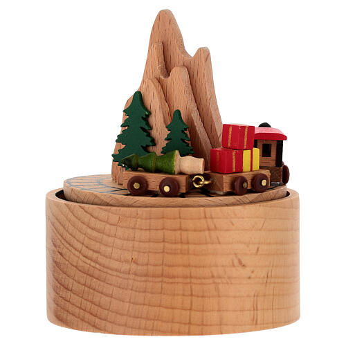 Carillon natalizio montagna con trenino e cervo 10 cm 3