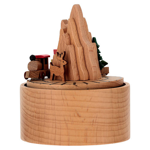 Carillon natalizio montagna con trenino e cervo 10 cm 4