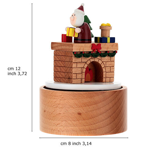 Carillon Babbo Natale sul camino 12 cm 3