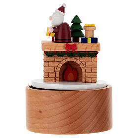 Santa Claus on a Fireplace Music Box, 12 cm