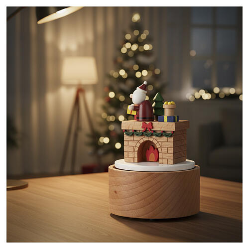 Santa Claus on a Fireplace Music Box, 12 cm 2