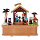 Carillon capanna Natività legno personaggi movibili 15x15x10 cm s1