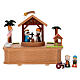 Carillon capanna Natività legno personaggi movibili 15x15x10 cm s2