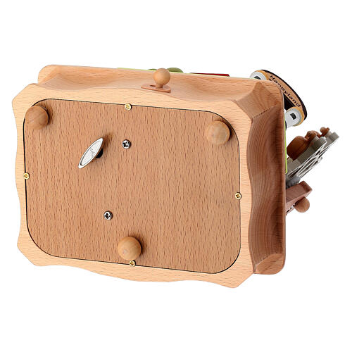 Wooden amusement park music box with carousel and ferris wheel, 4x6x6 in 8