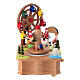 Boîte à musique fête foraine en bois nacelles et grande roue en mouvement 10x15x15 cm s6