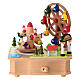 Carillon lunapark in legno navicelle e ruota panoramica movimento 10x15x15 cm s1