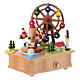 Carillon lunapark in legno navicelle e ruota panoramica movimento 10x15x15 cm s4
