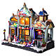 Christmas village with train station and gift shop, lights and music, 16x8x14 in s3