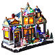 Pueblo Navideño con estación de tren y tienda de regalos luces y música 40x20x35 cm s4
