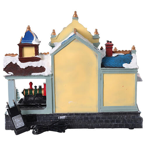 Villaggio Natalizio con stazione e gift shop luci e musica 40x20x35 cm 5