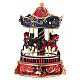 Carrousel boîte à musique rouge et bleu en résine 15x10 cm s1