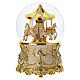 Glass musical carousel snow globe white and gold, 18x10 cm s1