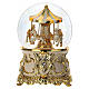 Glass musical carousel snow globe white and gold, 18x10 cm s3