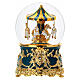 Glass sphere with petrol blue and gold carousel, classic melody, 7x4 in s5