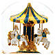Sfera vetro carillon giostra cavalli petrolio e oro melodia 18x10 cm s3
