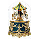 Sfera vetro carillon giostra cavalli petrolio e oro melodia 18x10 cm s4