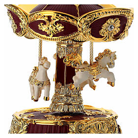 Spieluhr, Karussell in Bordeaux und Gold – Melodie Chanson de Toréador, 15 × 10 cm