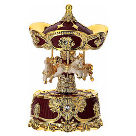 Carrossel bordô e dourado melodia Canção do Toreador 15x10 cm