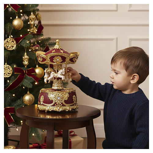 Burgundy and Gold Music Box, 'Chanson De Toreador' melody, 15x10 cm 2