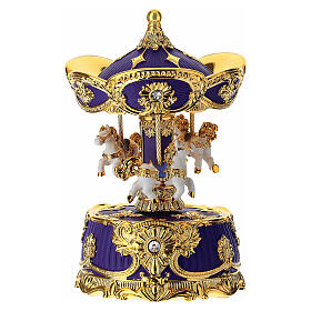 Carrousel or et violet musique Boléro 15x10 cm