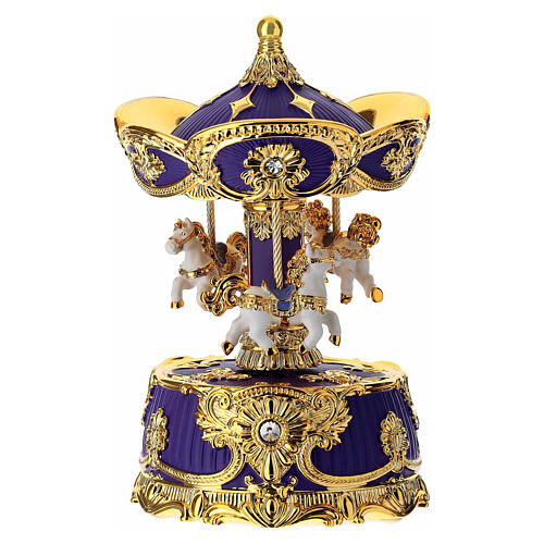 Gold and purple Christmas carousel with 'Bolero' music 15x10 cm 1