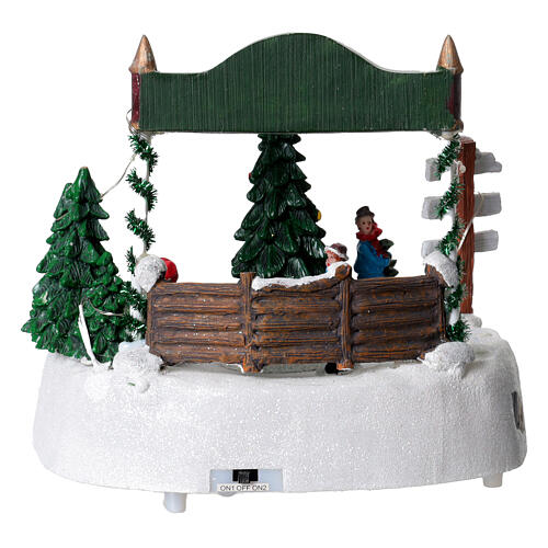 Villaggetto Natalizio vendita alberi con movimento 18x20x18 cm 5