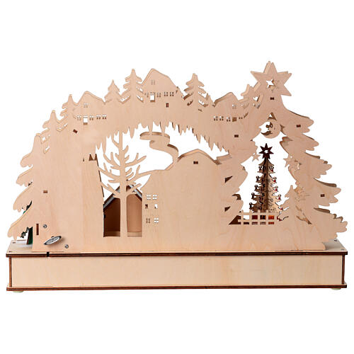 Villaggio paesaggio montagna con luce led bianco caldo 30x45x10 cm 5