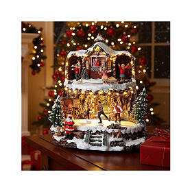 Christmas village: skating rink on two levels, 12x10x12 in