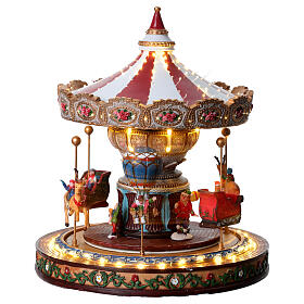 Carousel music box with motion, resin, 12x12 in
