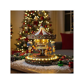 Carousel music box with motion, resin, 12x12 in