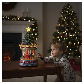 Sapin de Noël avec carrousel et lumières de Noël 25x10 cm